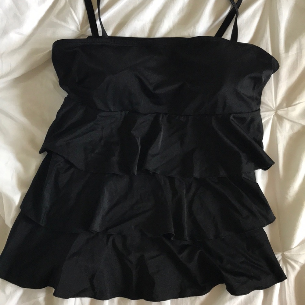Tiered black tankini top